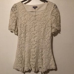 Euc peach lace peplum top